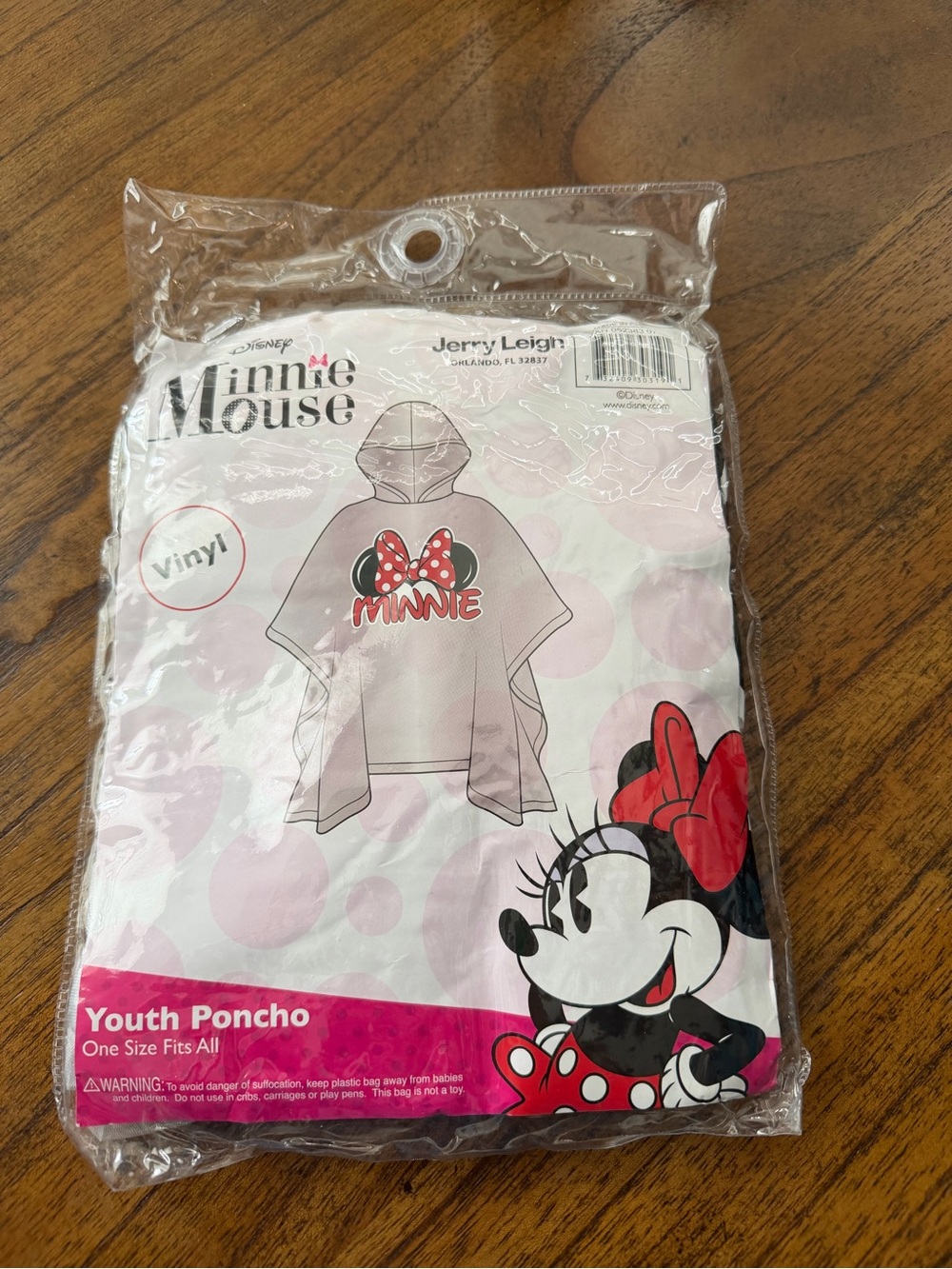 Disney Minnie Mouse Youth Rain Poncho in White and Red